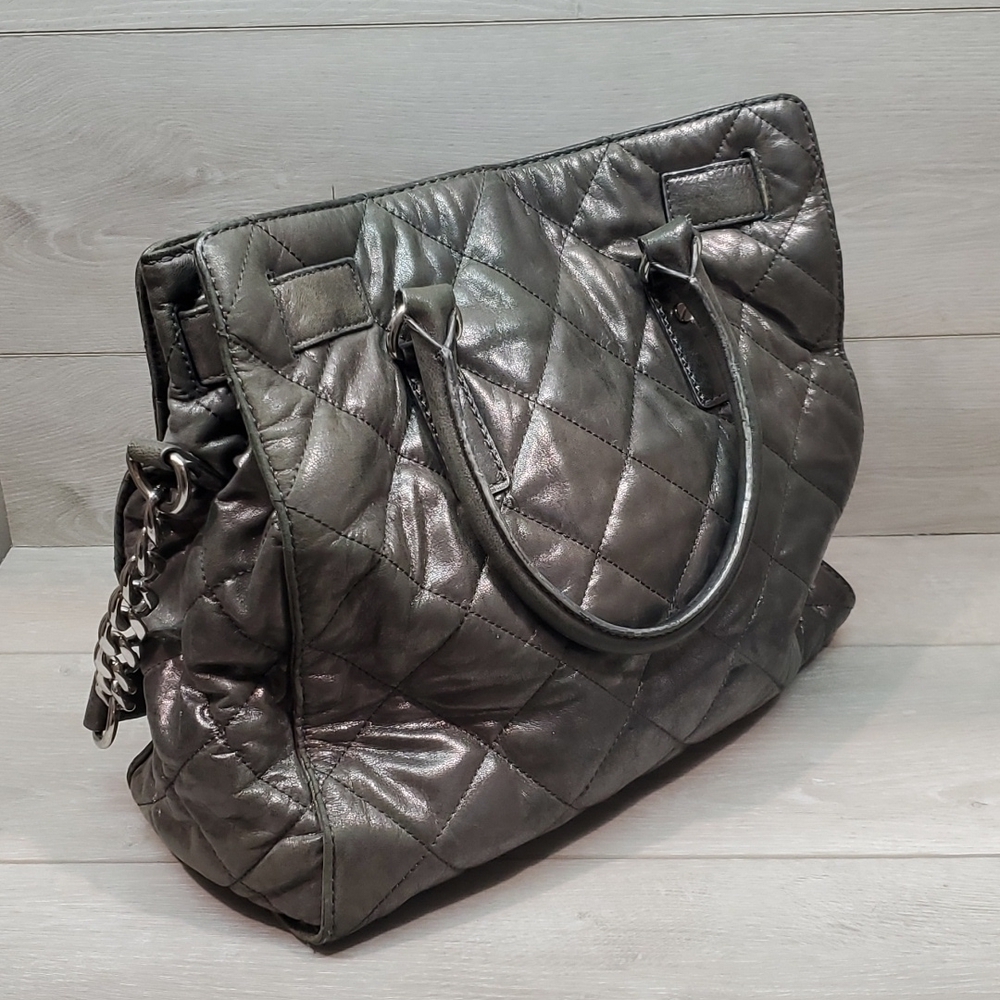 Michael Kors Hamilton Large Tote  Gunmetal  Quilted Leather bag - Picture 4 of 13